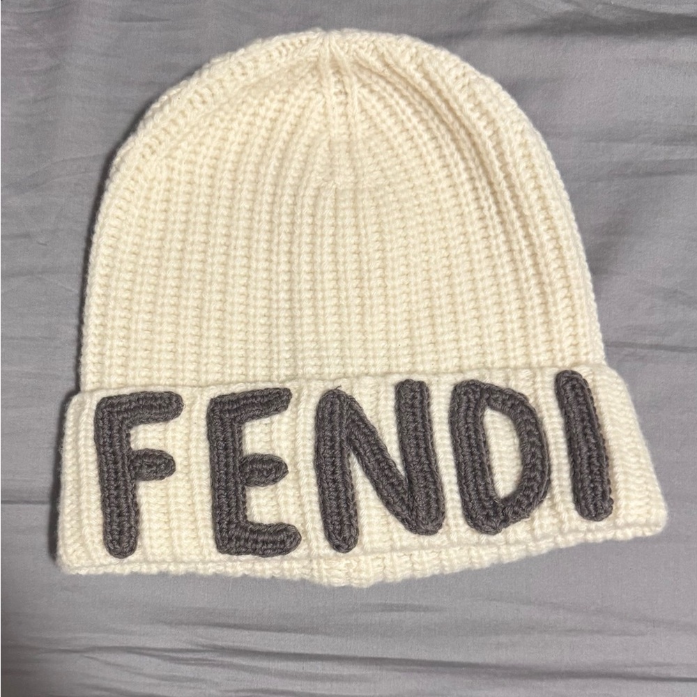 AUTHENTIC Fendi Cream Knit Beanie NWOT